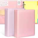 2 Pack Mini Size 3 Ring Binder 1 Inch Rings 5 Colors Dividers Pu Leather Binders 5.5" X 8.5" Holds 200 Sheets Paper Three Ring Binder DRing with Pen Loop 1 Pockets School Office (Purple&Pink)