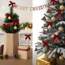 2 x 24pcs Velvet Bows for Christmas Tree - Red Bows for Christmas Tree for Garland Wreath Rustic Crafts Gift Indoor Outdoor Xmas Decorations