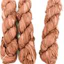 100g Recycled Sari Silk Ribbon Yarn, Jewelry Making Trim - Peach
