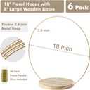 6 Pack Floral Hoop Centerpieces with Stand, 18 Inches Metal Rings for Crafts DIY Centerpieces Table Decoration with 8 Inch Large Wooden Stand Wedding Birthday Baby Shower Party Table Displays