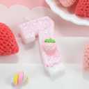2 x Pink Number Candles Strawberry Birthday Candle 7th Birthday Cake Topper Cupcake Decorations for Girls and Women Strawberry Party Decor Anniversary Celebrations Supplies Favors