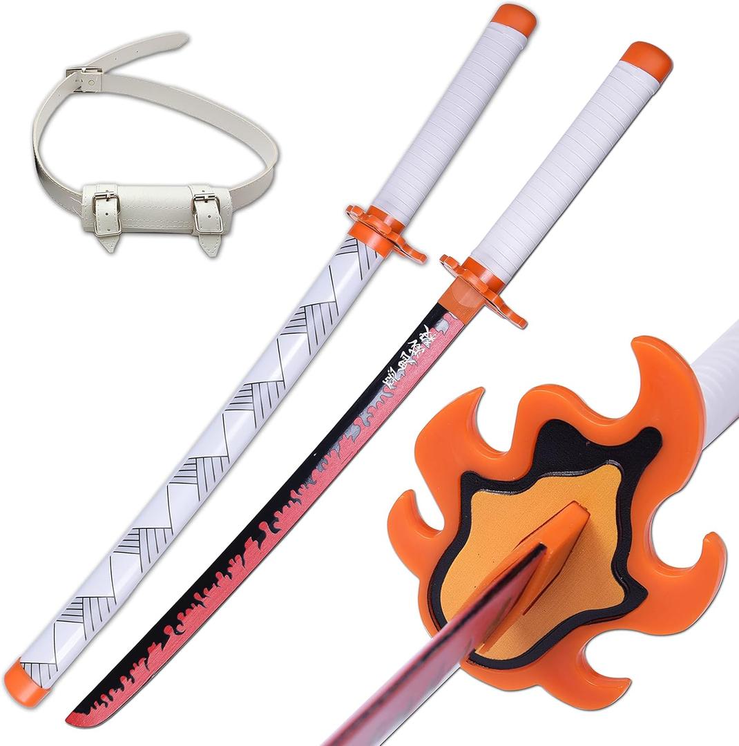 ziqing Demon Katana Sword Cosplay Sword Handmade Katana 31 inch with Multiple Styles to Choose from (Rengoku Kyoujurou-31inch)