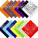 AURUZA 12-44pcs Bandanas for Men Women Paisley Large Bandana Black Red White Head Wrap Headbands Cowboy Handkerchief (14pcs)