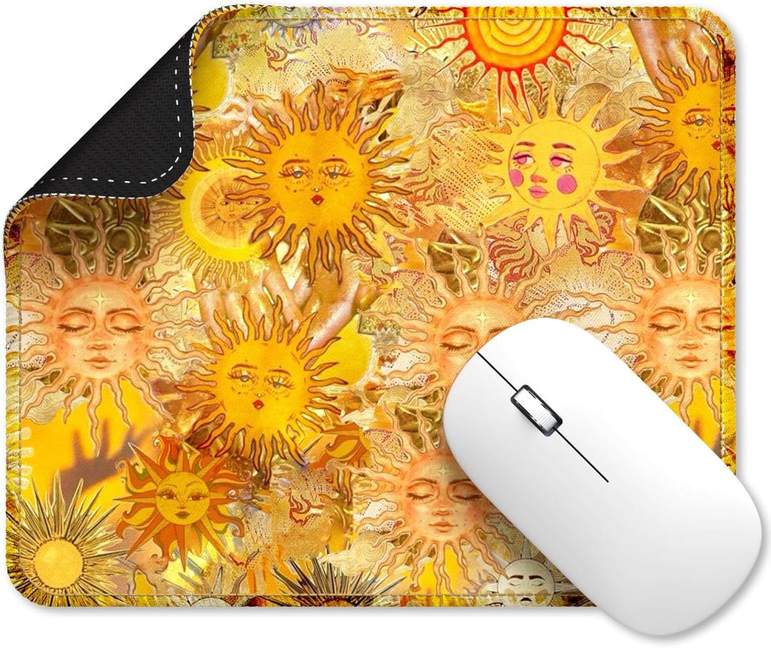 Cute Mouse Pads,Unique Mouse Pad Design,Size 9.33 x 7.76 in,Desk Accesories with Rubber Non-Slip Base,Stitched Mouse Pad for Desk, Computer and Gaming (Suns)