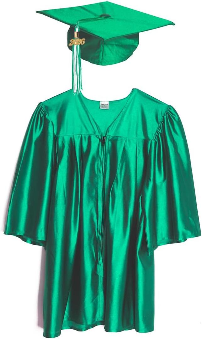 Shiny Child Graduation Cap, Gown, Tassel and 2026 Charm Set, Kindergarten Graduation and Kids Preschool M