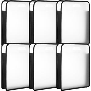 6 Pcs Scrapbook Paper Organizer, Black Expanding Paper Folio with Handle, Clear Portable Scrapbook Paper Storage for Holding 12 x 12 Inch Scrapbook, Vinyl Paper