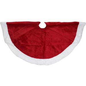 48" Red and White Velveteen Christmas Tree Skirt with White Trim 48" Red and White Velveteen Christmas Tree Skirt with White Trim
