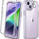 Diaclara Designed for iPhone 14 Case, Full Body Rugged Case with Built-in Touch Sensitive Anti-Scratch Screen Protector, with Camera Lens Protector for iPhone 14 6.1" (Clear)