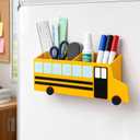ReliThick Magnetic School Bus Pen Holder, Desk Organizer with 4 Magnets
