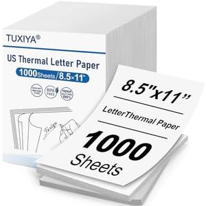 TUXIYA 1000 Sheets Thermal Printer Paper 8.5 x 11 Inch,BPA free Advanced Thermal Printing, US Letter Size Thermal Paper Compatible Most Portable Printers