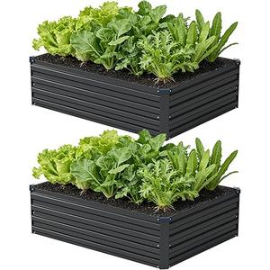 Zunatu 4x3x1 ft(2 Pack) Galvanized Raised Garden Bed, Outdoor Planter Box Metal Patio Kit Planting Bed for Vegetables Flowers and Succulents, B ,Silver