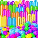 MGparty 520 Pack Easter Eggs Empty 2.3" Plastic Bright Colors Eggs with Golden Eggs for Easter Egg Hunt Party Favors Basket Stuffers Fillers