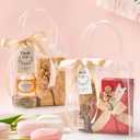 Mauproy 50 Pack Clear Plastic Gift Bags with Handles, Party Favor Bags with Ribbons and Tags, Reusable Goodie Tote Bags for Mother's Day Wedding Baby Shower (4.9" x 5.9" x 2.8")