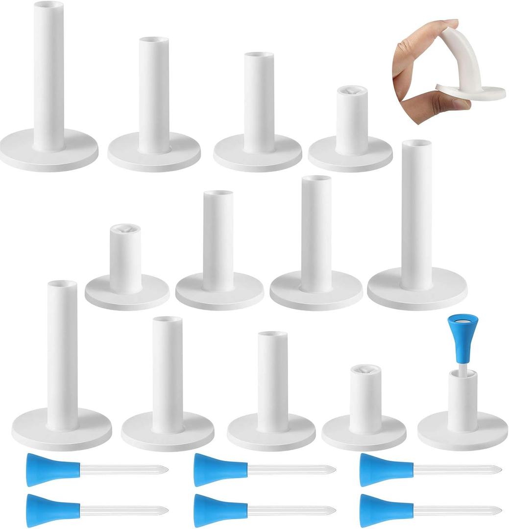 Skylety 12 Pieces Golf Range Tees Set Rubber Golf Tees for Mats Driving Range 6 Pieces for Practice Mat Mixed Size