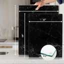 Glass Cutting Board 16"x12": Tempered Glass Kitchen Counter Protector - Durable- Scratch-Resistant, Heat-Proof - Design 1 - Black Marble Effect