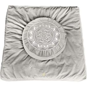 Florensi Meditation Cushion - Comfortable Floor Pillow - Traditional Tibetan Meditation Pillow with Beautiful Velvet Cover - Large Floor Cushion Seating for Adults - Premium Yoga Buckwheat Bolster (Grey Bundle)