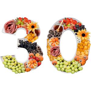 12" Fillable Cardboard Number Shaped Gift Grazing Charcuterie Board Paper Container (30)