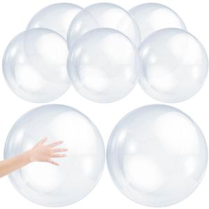 Zhanmai 8 Pcs Inflatable Clear Beach Ball 16 Inch 24 Inch Pool Floating Ball Balloons Under The Sea Party Decorations Bubble for Summer Ocean Beach Pool Hawaii Luau Party Supplies
