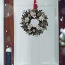 20 Glitter Pine Christmas Winter Wreath with Metallic Silk Hydrangea Pinecone & White Berry Mixed with Norfolk Cypress Cedar & Spruce, Wreaths for Front Door Porch Mantel & Fireplace Decor