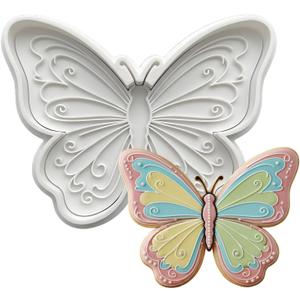 Butterfly Cookie Cutters with Plunger Stamps Handle Detailed 3.5" PLA Cutters for Baking Fondant Cutters Pastry Biscuit Baking Clay DIY Molds