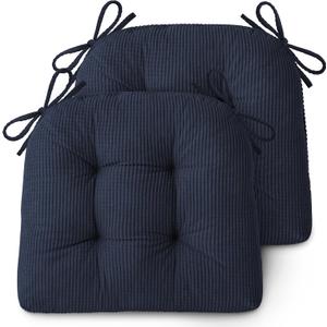 AddGrace Dining Chair Cushions Set of 2 Non-Slip 18"x16"x3" Blue
