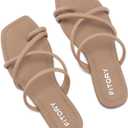 FITORY Women's Slide Sandals Flat Toe Ring Thongs with Cross Strap for Summer Size (8, Camel)