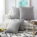 Kevin Textile 2 Pack Decorative Linen Throw Pillow Covers, Neutral Outdoor Pillows Cover Large Cushion Cases Boho Farmhouse Decor for Couch Chair Bedroom, 24 x 24 inches, 61cm, Grey