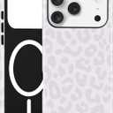 Jusy Compatible with MagSafe Leopard Print Case for iPhone 17 Pro, Trendy Luxury Magnetic Phone Case, Soft TPU and Hard PC Protective Phone Cover for Women Girls - Gray Leopard