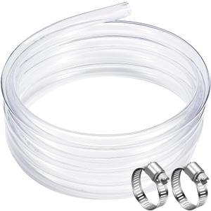 DAVCO 5/8" ID - 100 ft Clear Vinyl Tubing, Low Pressure Flexible PVC Tube, Heavy Duty UV Chemical Resistant Lightweight Plastic Vinyl Hose, BPA Free and Non Toxic, with 2 Stainless Clamps