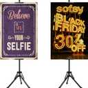 Pack of 2 Double-Sided Sign Holder,Advertising Display Tripod Poster Stand,Adjustable Pedestal Sign Stand Height Up to 79 in, Poster Stand for Wedding,Restaurant or Business (Poster not included)