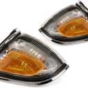 For 2001 2002 2003 2004 Toyota Tacoma Pair Driver and Passenger Side Turn Signal/Side Marker Light w/Bulbs TO2520161 TO2521161 | 81620-04080 81610-04080 ;w/Chrome Bezel