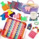 Upgraded Frame Weaving Loom Kit for Kids, Beginner Crochet Kit with 224 Loops, DIY Arts and Crafts Potholder Loom Knitting Projects, Toys for Ages 6-12, Ideas Birthday Gifts for Girls 7 8 9 10 11 13
