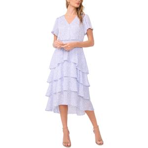 V-Neck Four Tier Layered Midi Dress (L)
