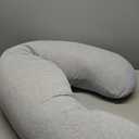 Momcozy Pregnancy Pillows for Side Sleeping, J Shaped Maternity Body Pillow for Pregnancy, Soft Pregnancy Pillow with Jersey Cover for Head Neck Belly Support, Grey