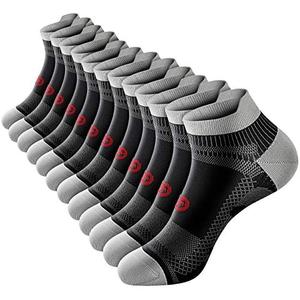 PAPLUS Ankle Compression Sock for Men and Women 5 Pairs, Low Cut Compression Running Sock with Ankle Support, S/M