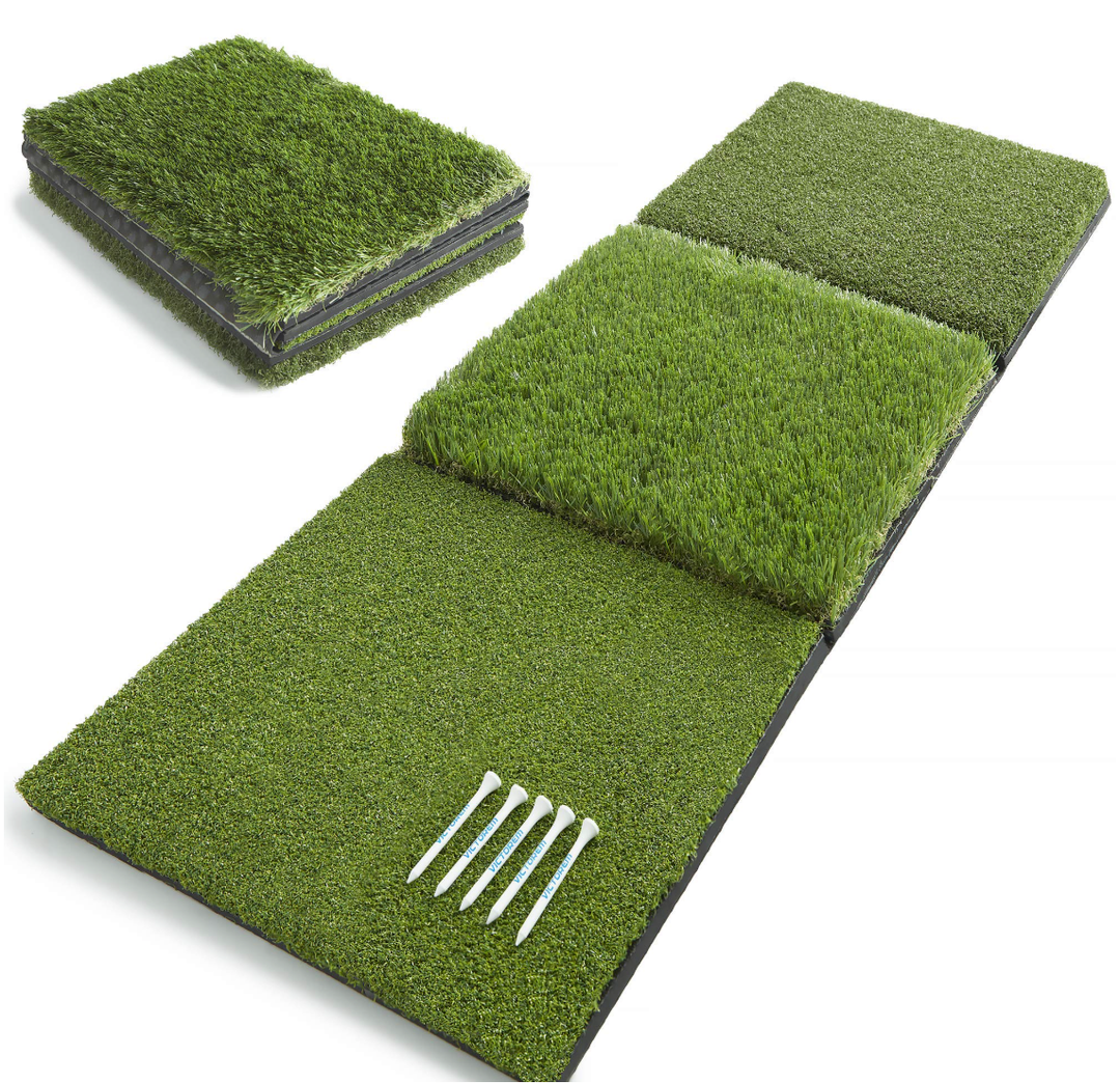 Victorem Golf Mat for Backyard - 17x39 Inch Unfolded, Durable Turf Mat for Indoor or Outdoor Golf Practice, Golf Hitting Mats with 50pcs. Wooden Tees - Golf Mats Practice Outdoor - Golf Practice Mat