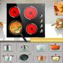 Electric Cooktop 24 Inch - 4 Burner Drop-in(22.05"x19.3") Radiant Electric Cooktop 6000W Knob Control, 220V Electrical Ceramic Stove Top, 9 Heating Levels, Residual Heat Indication (No Plug)