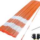 Sunnyglade 100PCS 48 Inch Driveway Marker 5/16 Inch Dia Reflective Driveway Poles Fiberglass Snow Stakes with Reflective Tape for Easy Visibility at Night