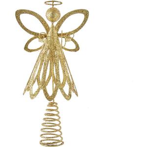 12-Inch Gold Glitter Metal Angel Treetop