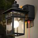 Dusk to Dawn Outdoor Lights with GFCI Outlet Sensor Outside Exterior Porch Wall Light Fixture, Anti-rust Wall Mount Lantern,Waterproof Wall Sconce, Outside Lights for House Front Door,Bulb not Included (1-Pack, Black)