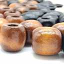 200Pcs Large Hole Barrel Wood European Loose Beads 4 Colors Natural Wooden Dreadlock Hair Braid Beads for Hair Braids Jewelry Bracelet Necklace Making 16x16-17mm
