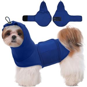 MIGOHI Dog Anxiety Vests for Small Dogs, Calming Hoodie for Fireworks,Noise,Comfort Vests for Anxiety, Wrap Ears to Relief Anxious, New Places, Social Stress, Xs,Blue (X-Small(Chest:11.8"-16"))