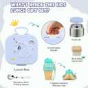 Aimsnk Kids Lunch Box Set -12oz Insulated Food Jar, Thermal Bag,Leakproof Lunch Food Containers Cutlery (BPA Free)-Gift for Girls/Boys Age 3-10(Blue)