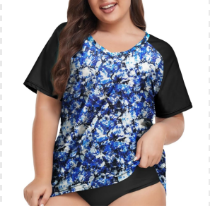 FOREYOND Plus Size Rash Guard Shirt for Women Short Sleeve Swimingsuit Top UV UPF 50+ Sun Protection Summer Swim Shirts, Size 4XL