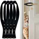 TGIOW Cat Door Latch, 4 Pcs Cat Door Stopper Pet Door Latch to Keep Dog Out of Litter Box and Food, Door Prop for Cat with 5 Adjustable Size Strap 2.5-6" Wide, No Measuring, Easy to Install, Black