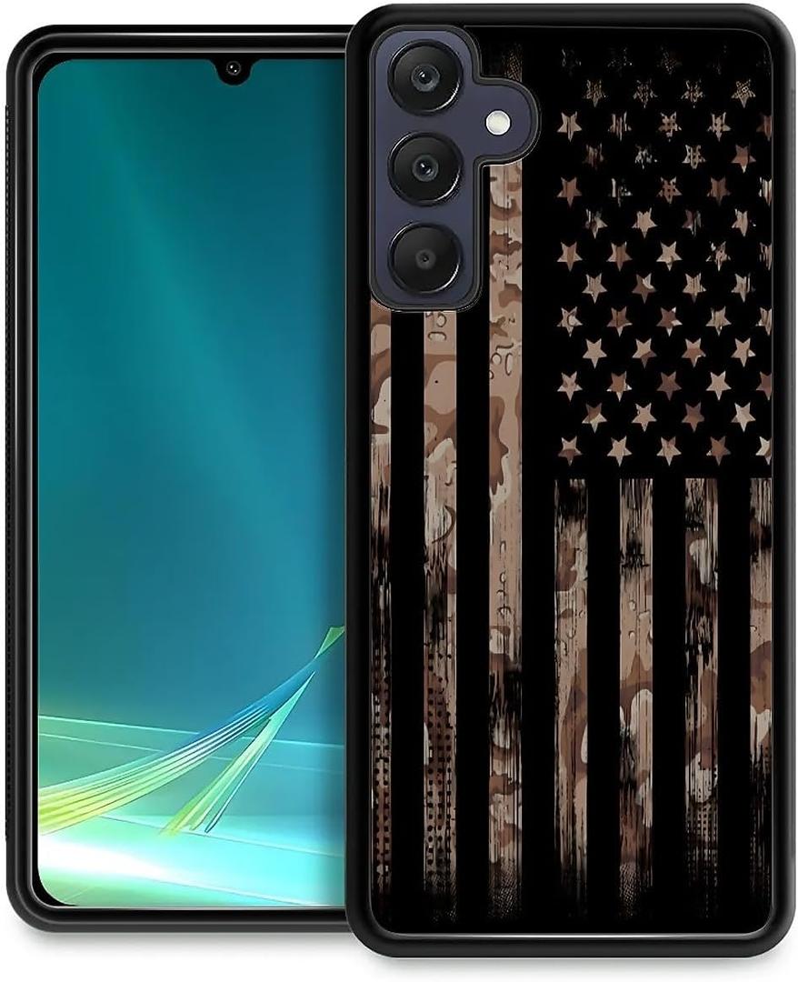 for Samsung Galaxy A25 Case 6.5 with Camouflage Flag Four Corner Airbag Protection Design Soft Silicone Frame Personalized Pattern Case Compatible with Samsung Galaxy A25 for Men