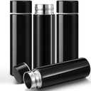 Vesici Mini Water Bottles 4.4 oz Cute Small Insulated Stainless Steel Purse Water Bottles Pocket Slim Flask Keeps Drink Cold and Hot for Women Lunch Bag Coffee(Black,4 Pack)