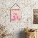 2 x Pink Library Bedroom Wall Art Sign Book Lovers Gifts for Women Man Readers One More Chapter Bookish Wooden Quote Plaque for Reading Corner Decor With Rope 8 x 10 Inch