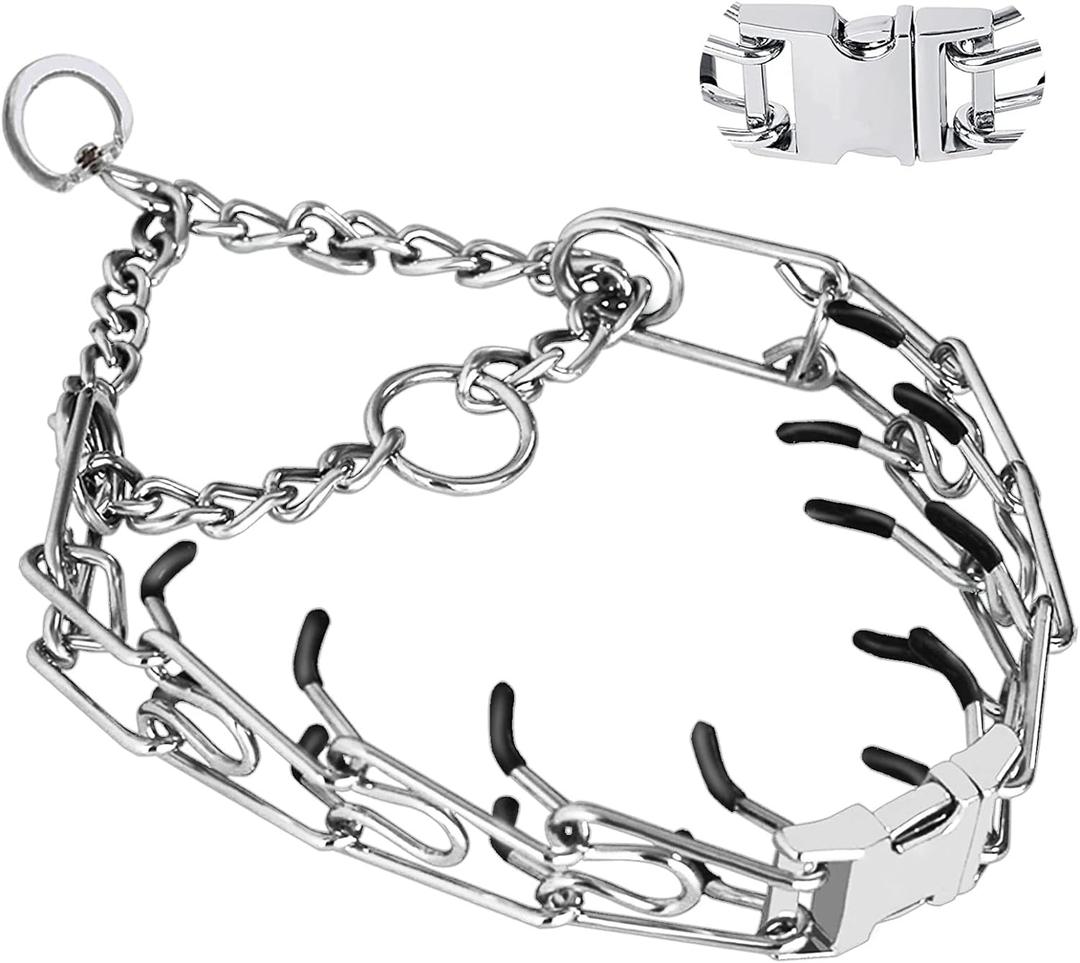 Prong Collar for Dogs, Dog Training Collar, Adjustable Size Dog Pinch No Pull Collar with Quick Release Buckle Size: M/L(18-23" Neck, 3.00mm)