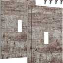 Decorative Light Switch Cover Dark Grey Brown Rustic Wood Plank 1 Gang Wall Plate Cover Single Toggle Outlet Covers Switchplate Electrical Faceplate for Farmhouse Cabin Decor（2Pack）